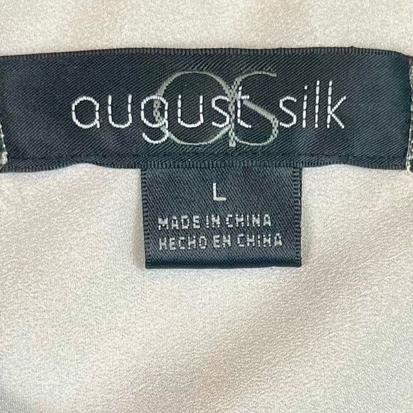 August Silk 1/2 Button Long Sleeve Blouse Large - Picture 5 of 10